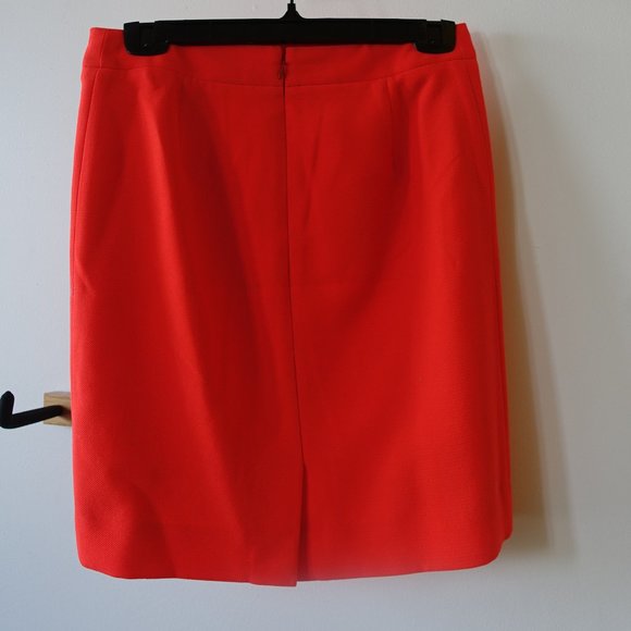J. Crew Factory #C8413 polyester crepe neon orange pencil skirt 2 P 2P Petite - Picture 3 of 12
